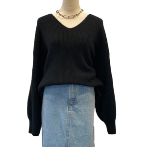 1. STATE Black V-Neck Sweater with Criss-Cross Back Size L